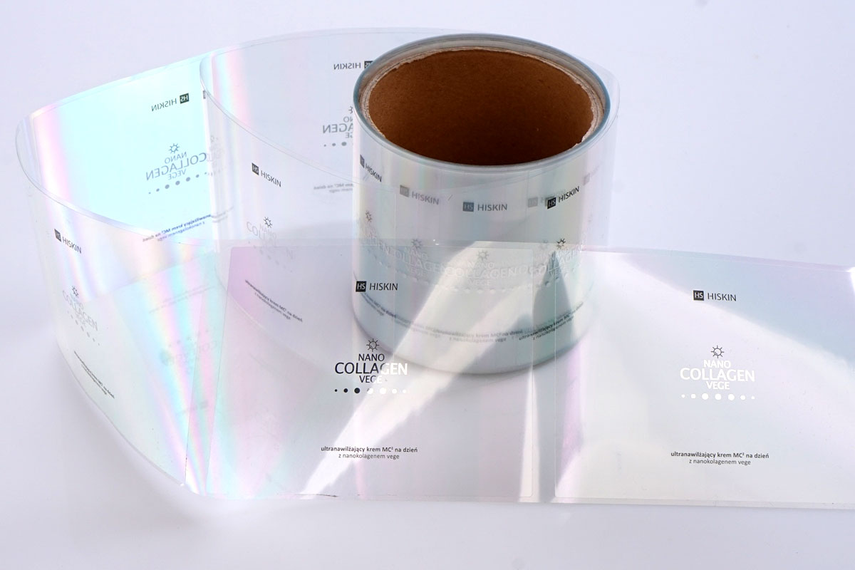 etykiety samoprzylepne druk cyfrowy srebrny cold stamping folia pp transparentna
